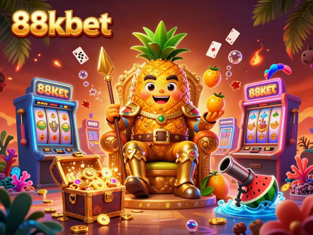 Experience the vibrant casino world of 88kbet with colorful characters and exciting gaming elements.
