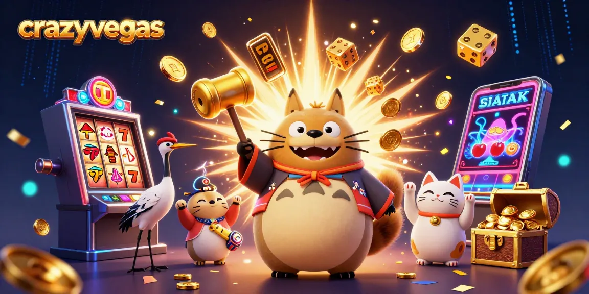 Experience the excitement of winning at crazyvegas with cheerful tanuki and vibrant game elements.